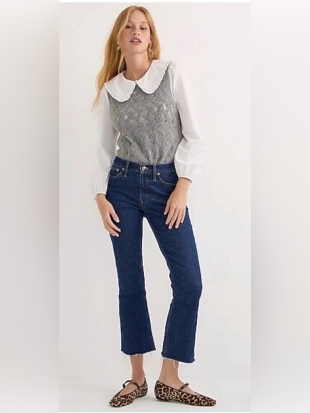 J. Crew Slim Demi Boot High Rise Frayed Hem Cropped Dark Wash Jeans 29P